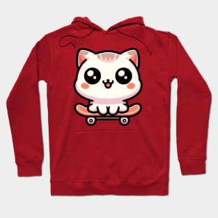 Kawaii Cat on a Skateboard Hoodie